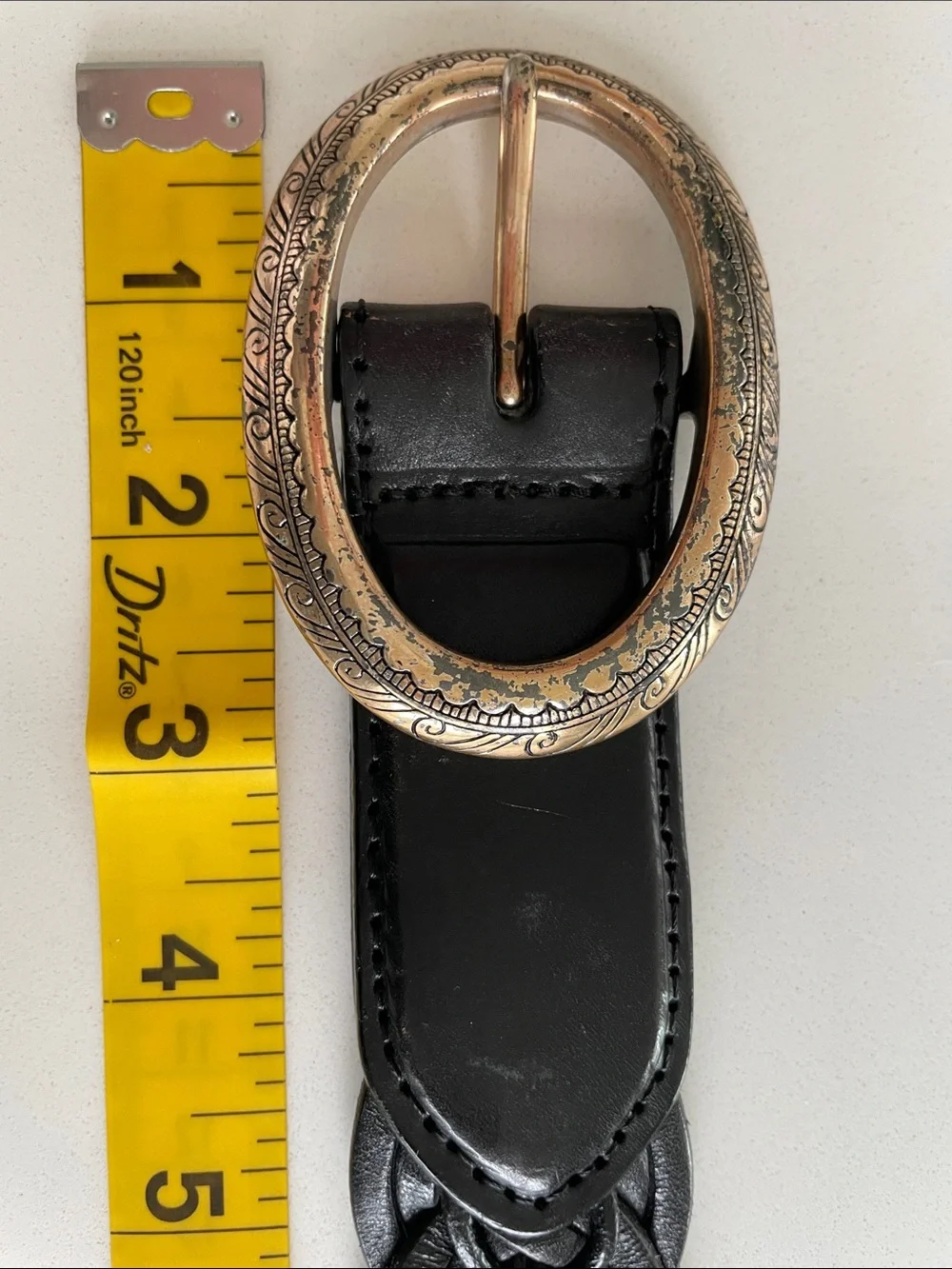 Vintage Brighton Black Braided Leather Belt Style 95703 Medium Western Boho